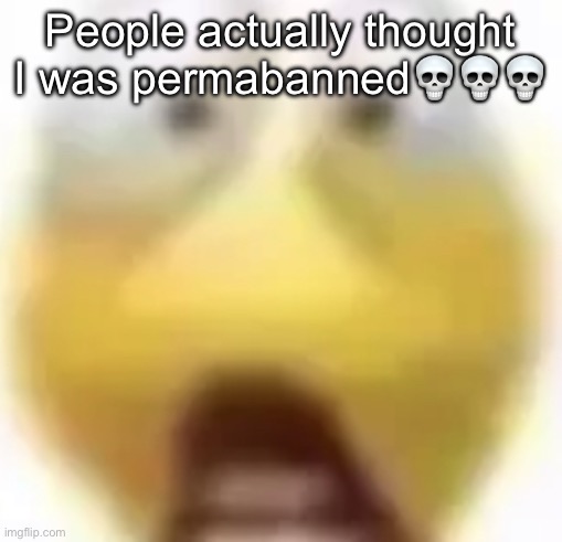 Funny asf | People actually thought I was permabanned💀💀💀 | image tagged in shocked | made w/ Imgflip meme maker