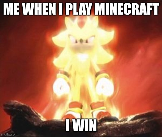 Super Shadow | ME WHEN I PLAY MINECRAFT; I WIN | image tagged in super shadow | made w/ Imgflip meme maker