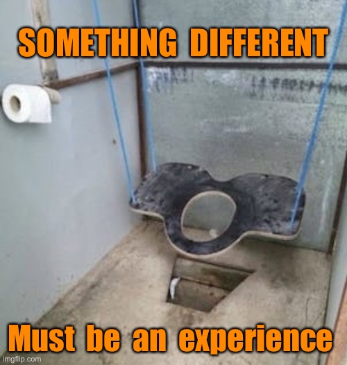 Swinging | SOMETHING  DIFFERENT; Must  be  an  experience | image tagged in something different,an experience,you had one job,maybe more than one | made w/ Imgflip meme maker