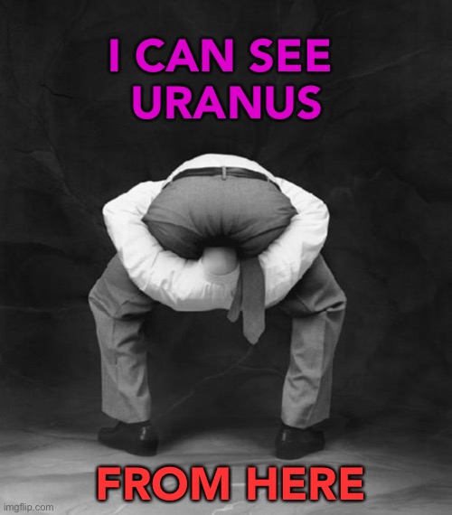 I Can See Uranus | I CAN SEE 
URANUS; FROM HERE | image tagged in head up ass | made w/ Imgflip meme maker
