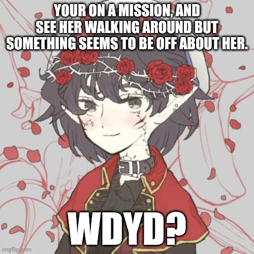 No joke or bambi OC's,  no ERP, no military OC's | YOUR ON A MISSION, AND SEE HER WALKING AROUND BUT SOMETHING SEEMS TO BE OFF ABOUT HER. WDYD? | made w/ Imgflip meme maker