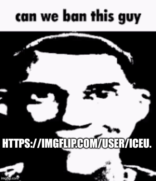 Can we ban this guy | HTTPS://IMGFLIP.COM/USER/ICEU. | image tagged in can we ban this guy | made w/ Imgflip meme maker