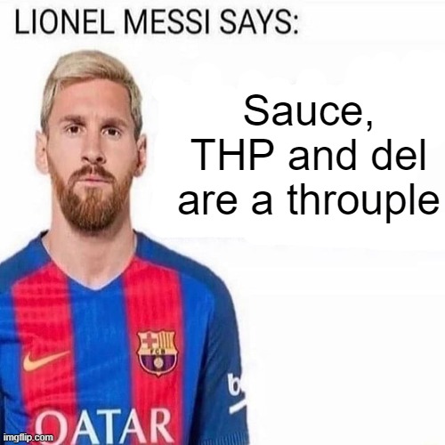 If this gets unfeatured, it's cannon | Sauce, THP and del are a throuple | image tagged in lionel messi says | made w/ Imgflip meme maker