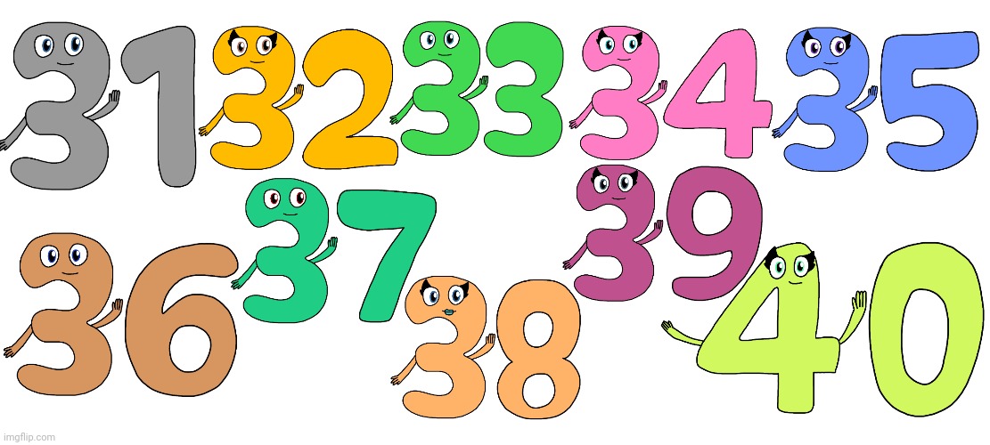 Charlie and the Numbers 31 to 40 | image tagged in charlie and the numbers,babytv | made w/ Imgflip meme maker