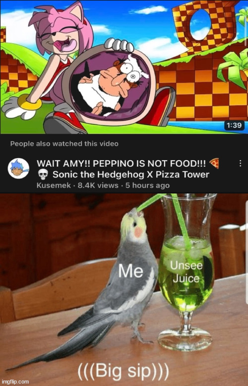 Unsee juice | image tagged in unsee juice,pizza tower,sonic | made w/ Imgflip meme maker