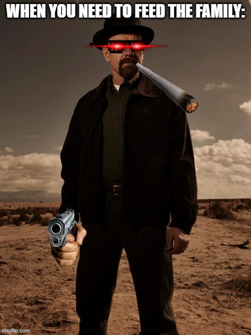 give my your money | WHEN YOU NEED TO FEED THE FAMILY: | image tagged in walter white | made w/ Imgflip meme maker