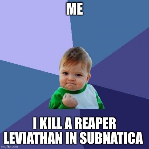 Success Kid | ME; I KILL A REAPER LEVIATHAN IN SUBNATICA | image tagged in memes,success kid | made w/ Imgflip meme maker