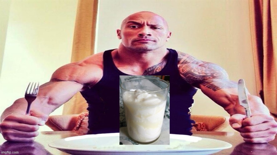 Rotten milk | image tagged in dwayne the rock eating | made w/ Imgflip meme maker