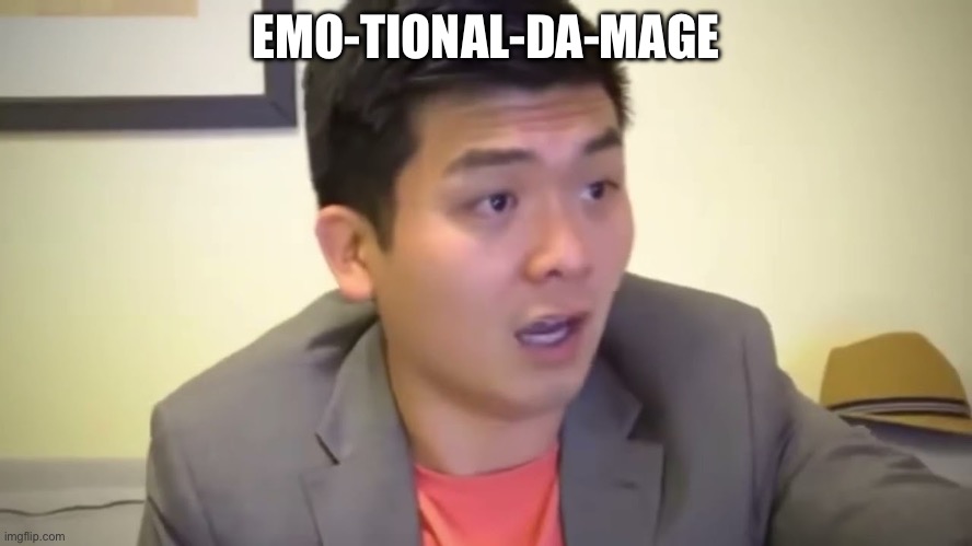 I broke it up so people know how to pronounce it | EMO-TIONAL-DA-MAGE | image tagged in emotional damage | made w/ Imgflip meme maker