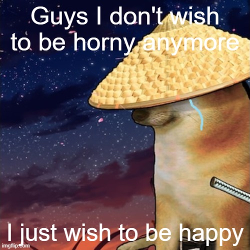 I don't wish to be anymore | Guys I don't wish to be horny anymore; I just wish to be happy | image tagged in i don't wish to be anymore | made w/ Imgflip meme maker