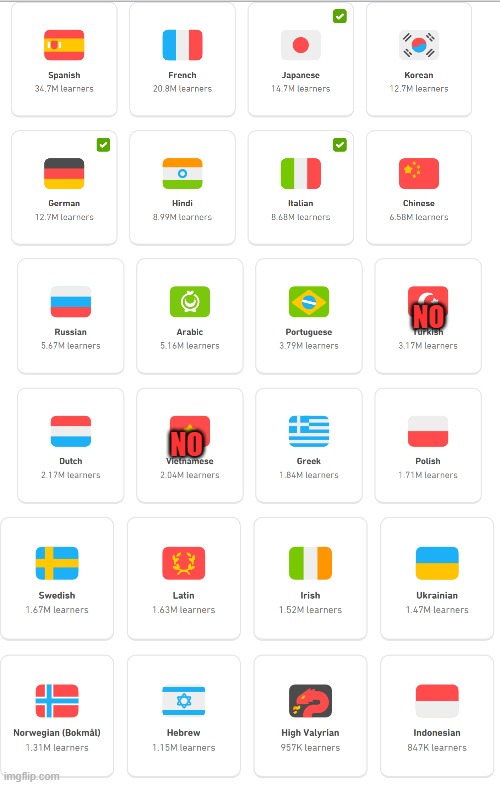 Pick a language | NO; NO | made w/ Imgflip meme maker