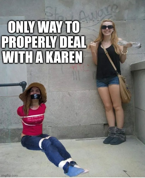 Dealing with Karen's | ONLY WAY TO PROPERLY DEAL WITH A KAREN | image tagged in how to deal with a karen,karen,karens,silence | made w/ Imgflip meme maker