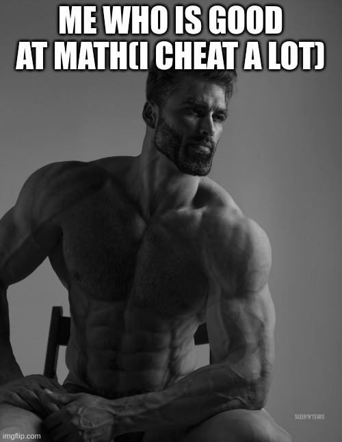 Giga Chad | ME WHO IS GOOD AT MATH(I CHEAT A LOT) | image tagged in giga chad | made w/ Imgflip meme maker