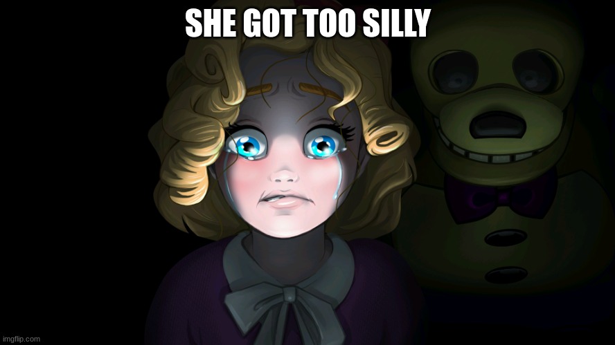 oh | SHE GOT TOO SILLY | image tagged in fruit maze girl and spring bonnie | made w/ Imgflip meme maker