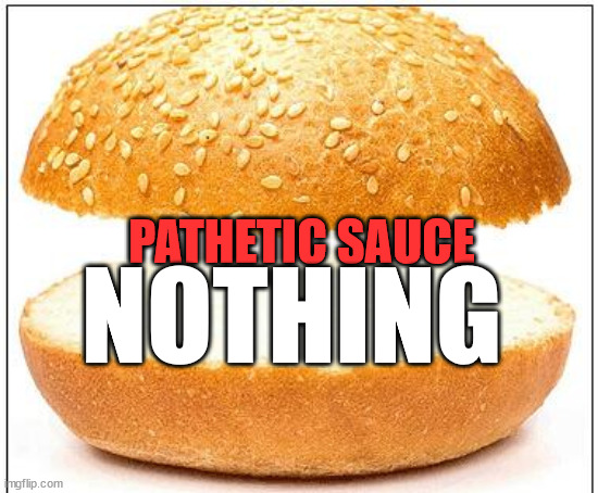Nothing burger | PATHETIC SAUCE NOTHING | image tagged in nothing burger | made w/ Imgflip meme maker