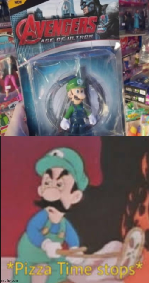I don't remember Luigi being part of the MCU... | image tagged in pizza time stops,luigi,you had one job | made w/ Imgflip meme maker