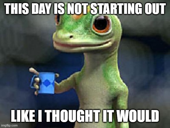 Lizard | THIS DAY IS NOT STARTING OUT LIKE I THOUGHT IT WOULD | image tagged in lizard | made w/ Imgflip meme maker