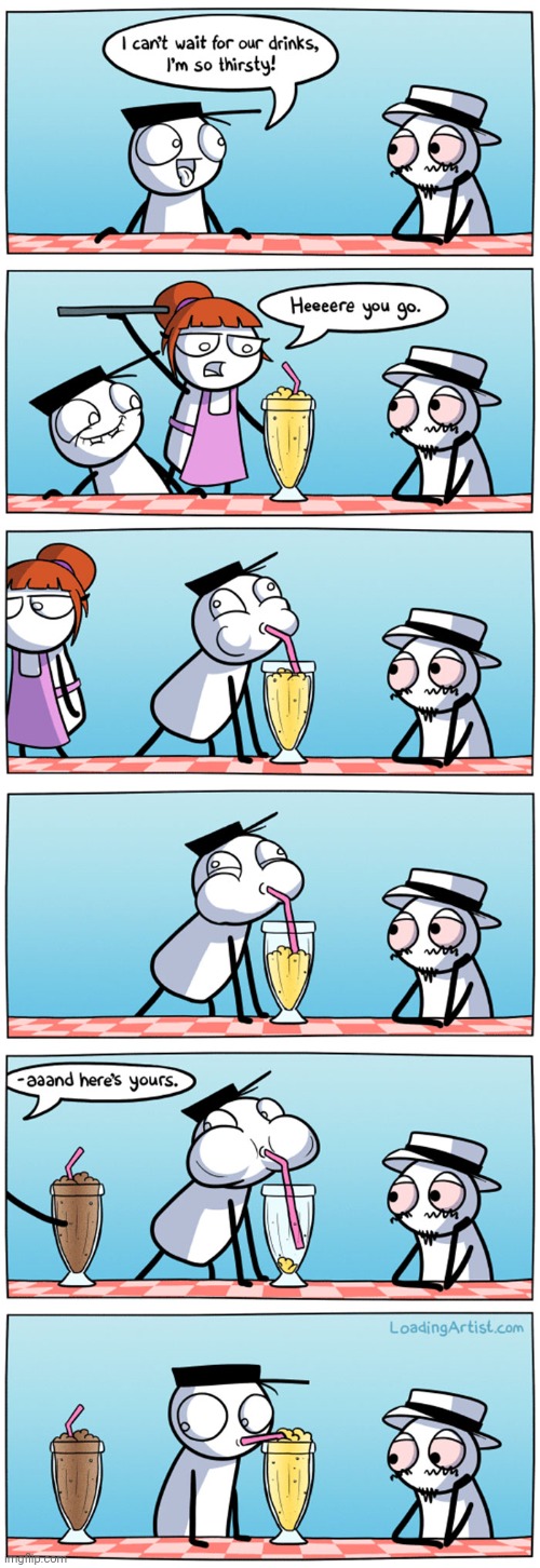#1,292 | image tagged in comics/cartoons,comics,loading,artist,drinks,oh no | made w/ Imgflip meme maker