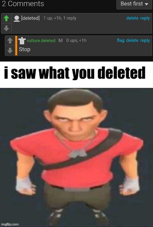 @sp3x_ | image tagged in i saw what you deleted scout | made w/ Imgflip meme maker