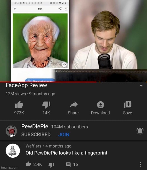#1,295 | image tagged in insults,roasted,pewdiepie,old,finger,funny memes | made w/ Imgflip meme maker