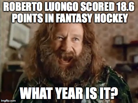 What Year Is It | ROBERTO LUONGO SCORED 18.6 POINTS IN FANTASY HOCKEY WHAT YEAR IS IT? | image tagged in memes,what year is it | made w/ Imgflip meme maker