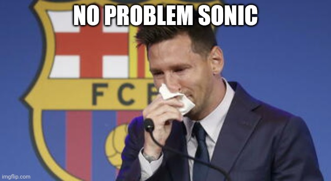 Messi speech | NO PROBLEM SONIC | image tagged in messi speech | made w/ Imgflip meme maker