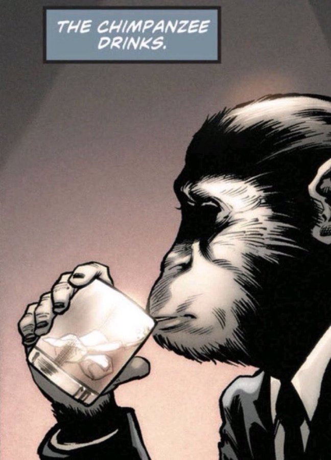 The chimpanzee drinks Blank Meme Template