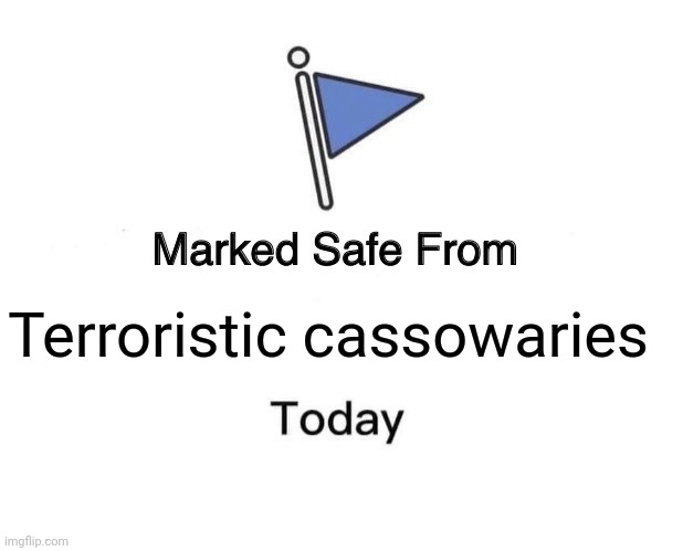 Those darn cassowaries won't get into this stronghold!!!!!!!! | Terroristic cassowaries | image tagged in memes,marked safe from | made w/ Imgflip meme maker
