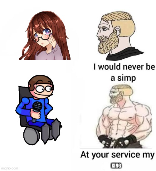 i'm gay,what would you expect | KING | image tagged in i would never be simp | made w/ Imgflip meme maker