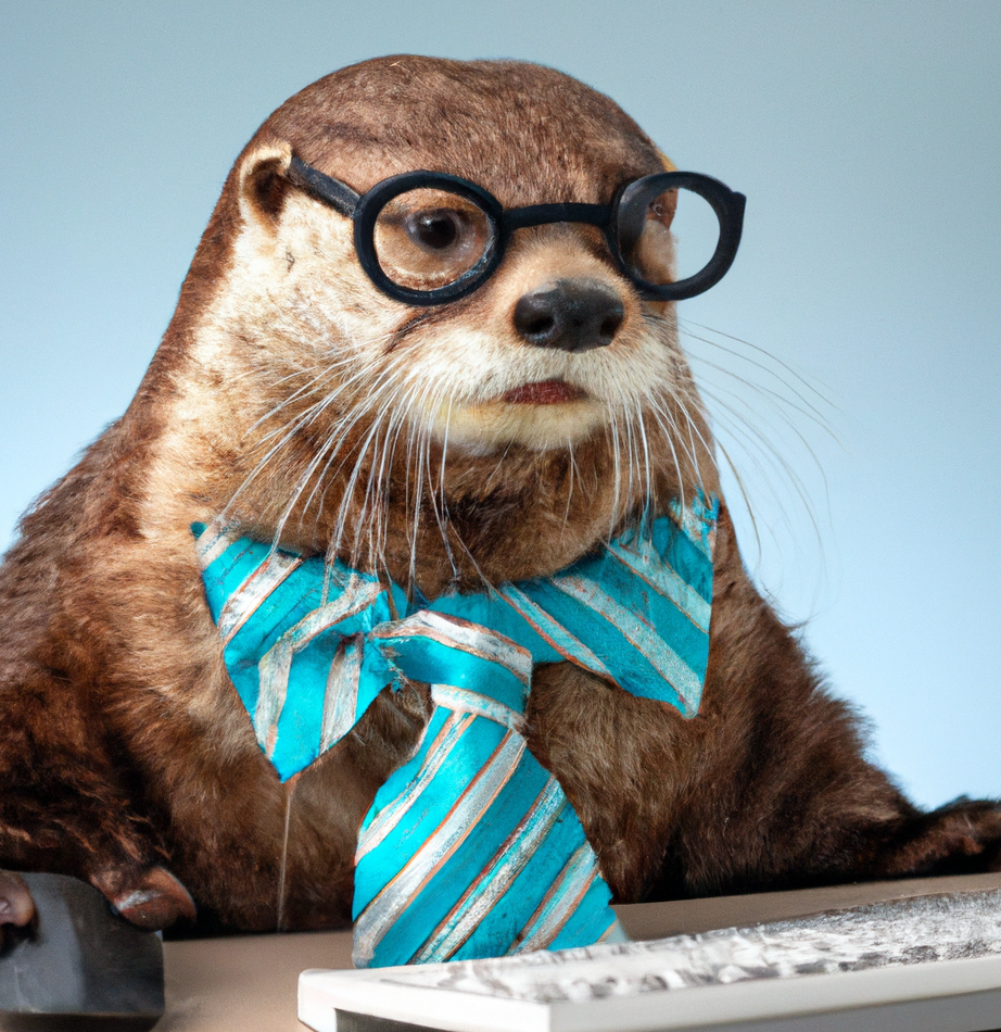Sea Otter on a computer Blank Meme Template