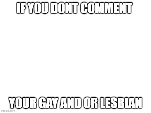 dooooooooooo it | IF YOU DONT COMMENT; YOUR GAY AND OR LESBIAN | image tagged in do | made w/ Imgflip meme maker