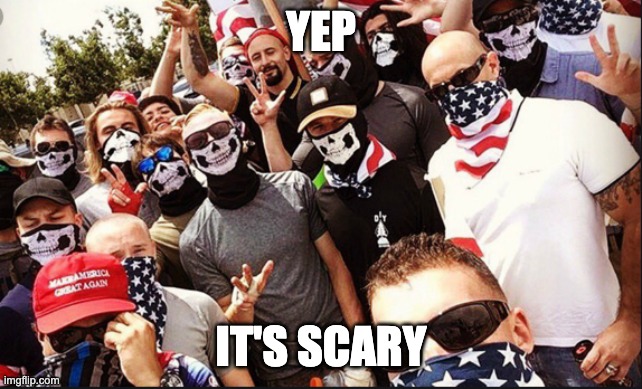 Proud Boys | YEP IT'S SCARY | image tagged in proud boys | made w/ Imgflip meme maker
