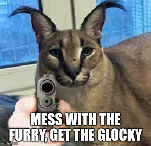 Mess with the Floppa you get the Glockka | MESS WITH THE FURRY, GET THE GLOCKY | image tagged in mess with the floppa you get the glockka | made w/ Imgflip meme maker