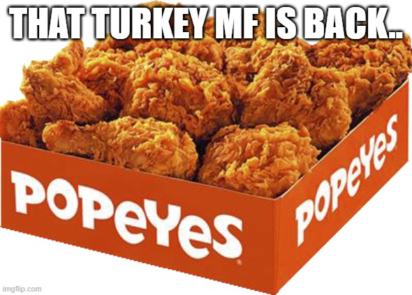 no link bro | THAT TURKEY MF IS BACK.. | image tagged in transparent popeyes chicken box | made w/ Imgflip meme maker