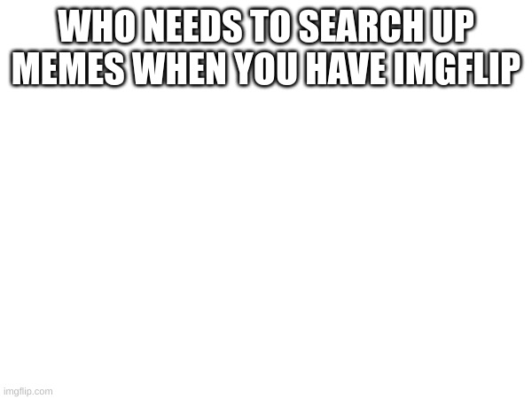 WHO NEEDS TO SEARCH UP MEMES WHEN YOU HAVE IMGFLIP | image tagged in mems,lol | made w/ Imgflip meme maker