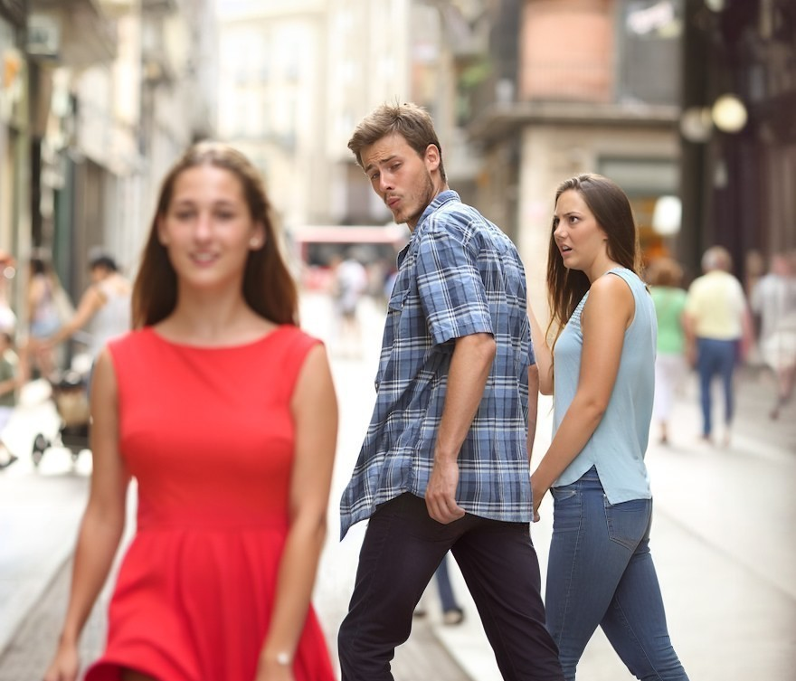 High Quality Distracted Boyfriend Blank Meme Template