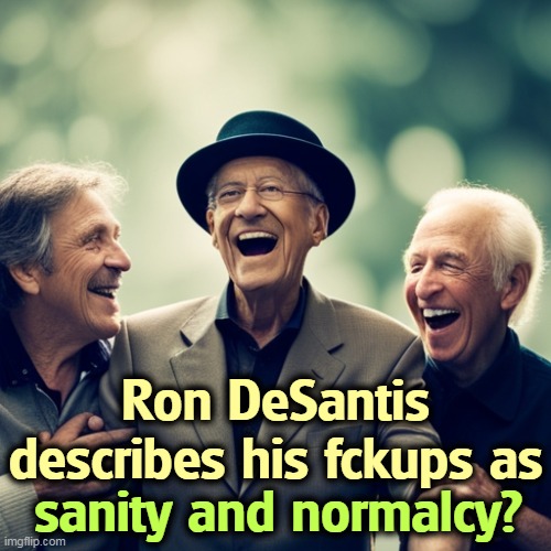 Not close. | Ron DeSantis describes his fckups as; sanity and normalcy? | image tagged in ron desantis,mistakes,foolish,sanity,normal | made w/ Imgflip meme maker