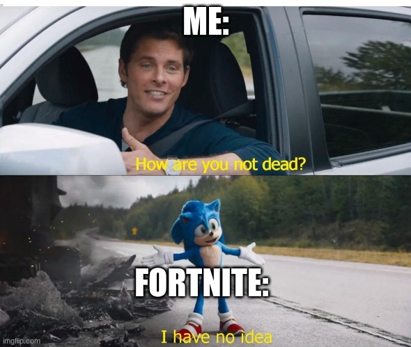 i honestly don't know | ME:; FORTNITE: | image tagged in sonic how are you not dead | made w/ Imgflip meme maker