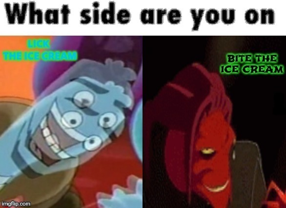 Lick the ice cream vs. Bite the ice cream | made w/ Imgflip meme maker