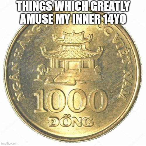 currency can be hilarious *or* gained in translation | THINGS WHICH GREATLY AMUSE MY INNER 14YO | image tagged in all the dongs | made w/ Imgflip meme maker