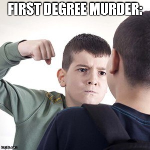 first degree murder: punching | FIRST DEGREE MURDER: | made w/ Imgflip meme maker