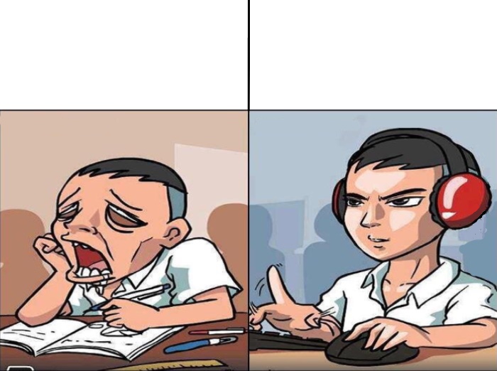 High Quality Study Time vs. Game Time Blank Meme Template