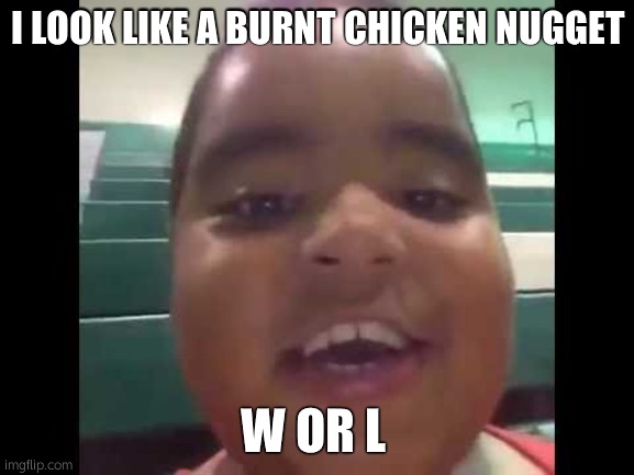 ?? | I LOOK LIKE A BURNT CHICKEN NUGGET; W OR L | made w/ Imgflip meme maker