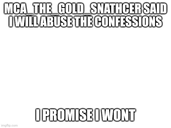 MCA_THE_GOLD_SNATHCER SAID I WILL ABUSE THE CONFESSIONS; I PROMISE I WONT | made w/ Imgflip meme maker