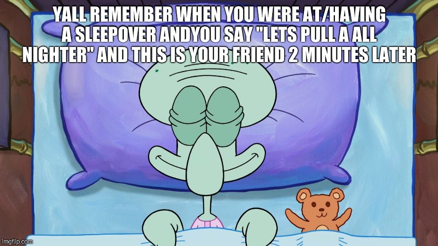 LIKE DANG | YALL REMEMBER WHEN YOU WERE AT/HAVING A SLEEPOVER ANDYOU SAY ''LETS PULL A ALL NIGHTER'' AND THIS IS YOUR FRIEND 2 MINUTES LATER | image tagged in relatable,true story,sleepover,pov,meme | made w/ Imgflip meme maker