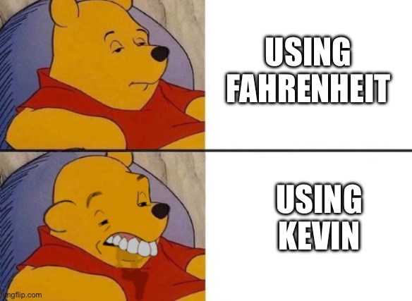 Winnie the Pooh Ok to Worst | USING FAHRENHEIT USING KEVIN | image tagged in winnie the pooh ok to worst | made w/ Imgflip meme maker