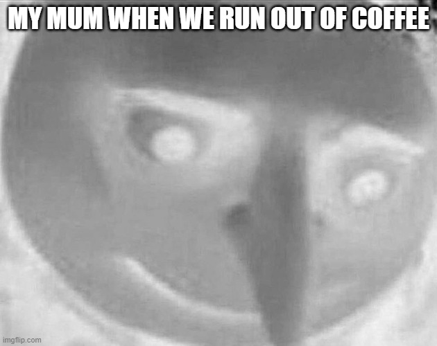 gru meme | MY MUM WHEN WE RUN OUT OF COFFEE | image tagged in gru meme | made w/ Imgflip meme maker