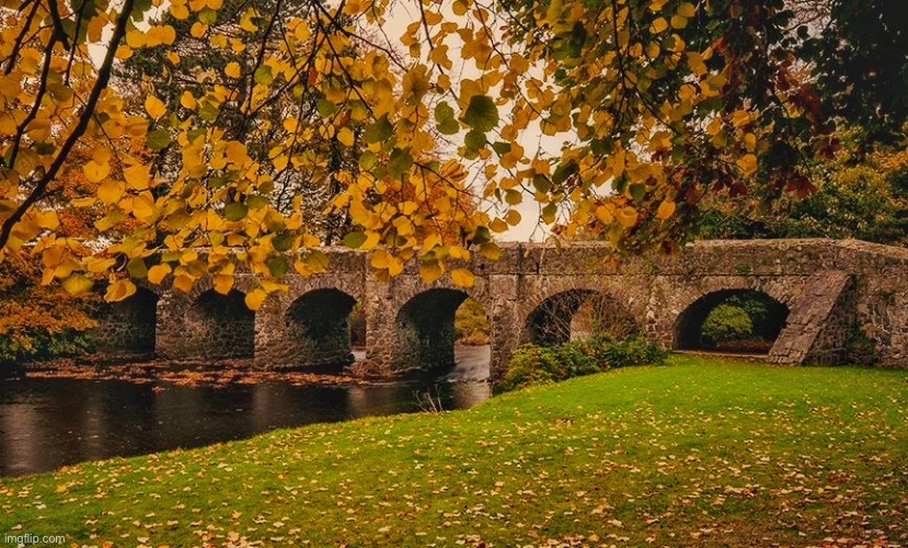 Autumnal | image tagged in autumn,castle garden bridge | made w/ Imgflip meme maker