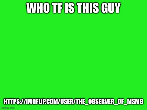 WHO TF IS THIS GUY; HTTPS://IMGFLIP.COM/USER/THE_OBSERVER_OF_MSMG | made w/ Imgflip meme maker