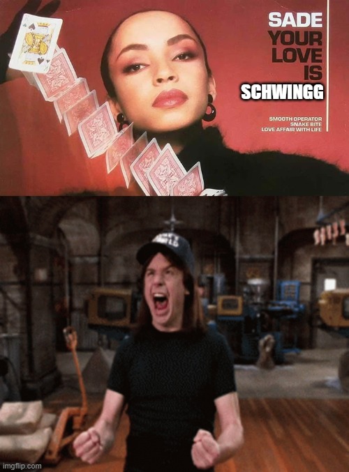 Your Love is SCHWINGG | SCHWINGG | image tagged in wayne's world,sade,schwingg,funny meme | made w/ Imgflip meme maker